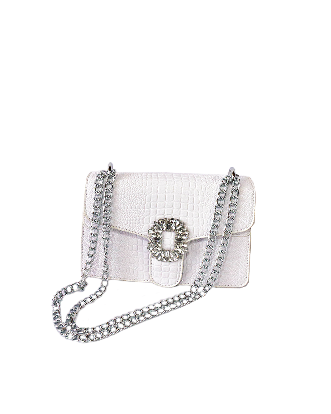 White handbag with silver details 